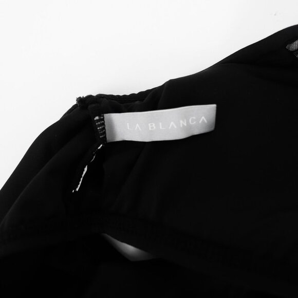 La Blanca Mesh One‎ Shoulder Black Bikini Top Swimsuit Sheer Asymmetric Small - Picture 8 of 8